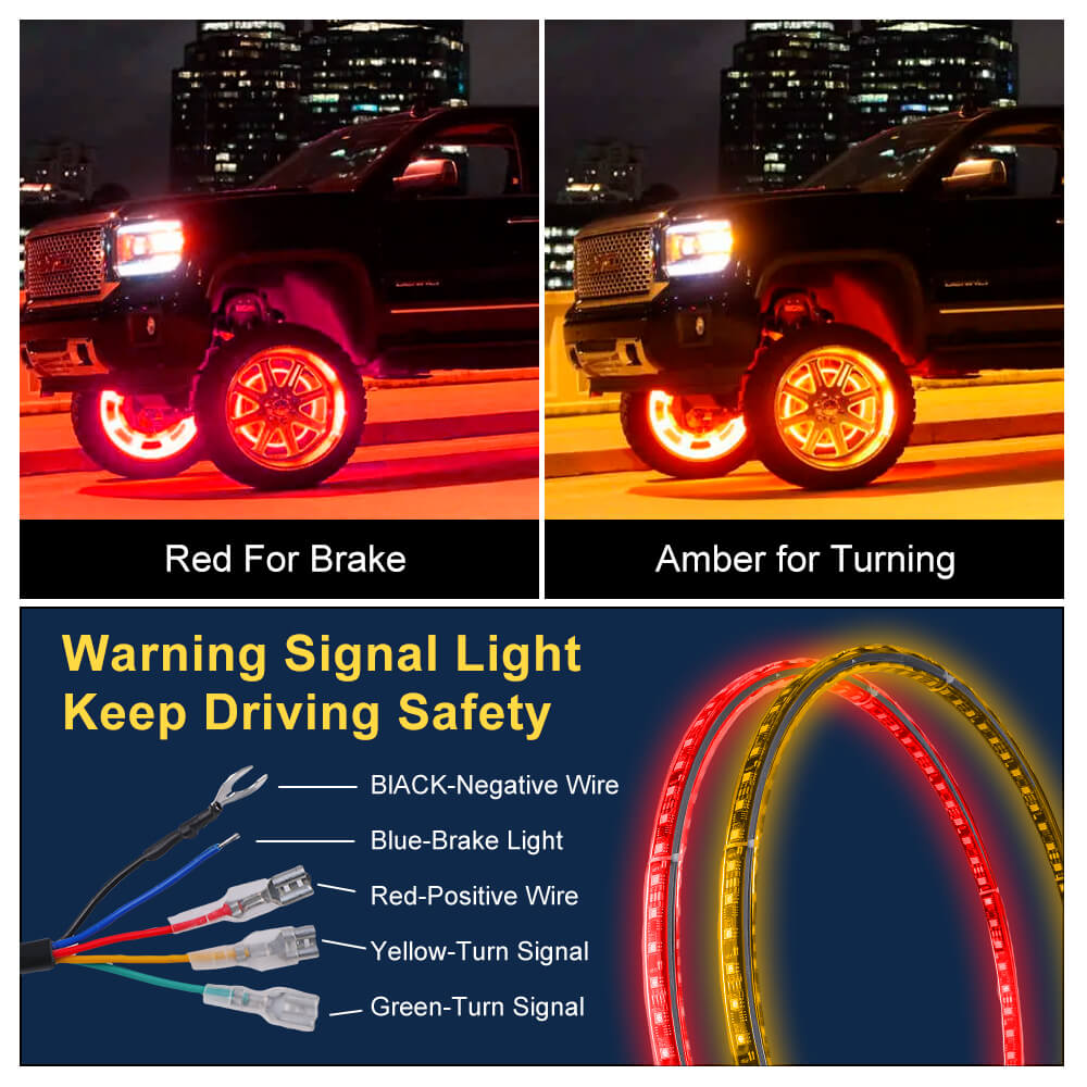 LED Wheel Ring Rim Lights RGB Color Chasing Turn Signal IP68 Bluetooth -  Walmart.com